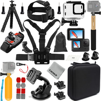 Gurmoir Accessories Kit with Waterproof Housing Case for GoPro Hero 12/Hero 11/Hero 10/Hero 9 Black, Full Essential Action Camera Video Accessory Set Bundles for Go Pro 12 11 10 9(DT06)