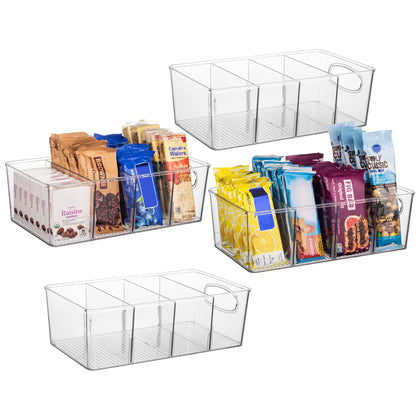 ClearSpace Plastic Pantry Organization and Storage Bins with Removable Dividers - Perfect Kitchen Organization or Kitchen Storage - Refrigerator Organizer Bins, Cabinet Organizers (4 Pack)
