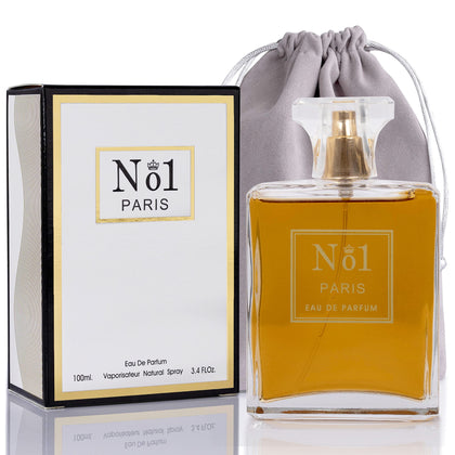 NovoGlow No.1 Paris for Women - 3.4 Fl Oz Eau De Parfum Spray - Long Lasting Floral Citrusy & Powdery Scent Smell Fresh & Feminine All Day Includes Carrying Pouch Gift for Women for All Occasions