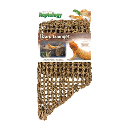 Penn-Plax Reptology Lizard Lounger Corner Triangle with Ladder- 100% Natural Seagrass Fiber - Great for Bearded Dragons, Anoles, Geckos, and Other Reptiles - Large