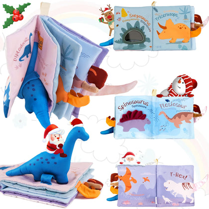 Richgv Soft Baby Books Toys 0-3-6-12 Months, 3D Touch and Feel Crinkle Cloth Books, Baby Boy Christmas Gifts Baby Stocking Stuffers Stroller Toys Newborn Infant Sensory Toys Gifts Tummy Time Toys