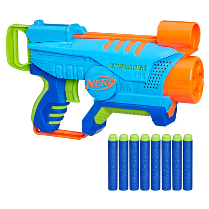 NERF Elite Junior Explorer Easy-Play Toy Foam Blaster, 8 Darts for Kids Outdoor Games, Ages 6 & Up