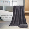TENSTARS Silk Hemming Bath Towels for Bathroom Clearance - 27 x 55 inches - Light Thin Quick Drying - Soft Microfiber Absorbent Towel for Fitness, Sports, Yoga, Travel, Gym - 2 Pack, Dark Grey