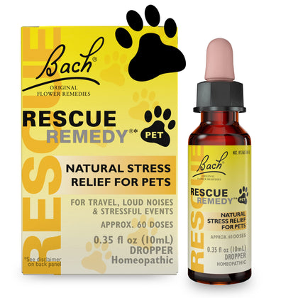 Bach RESCUE REMEDY PET Dropper 10mL, Natural Stress Relief, Calming for Dogs, Cats, & Other Pets, Homeopathic Flower Essence, Thunder, Fireworks, Travel, Separation, Sedative-Free