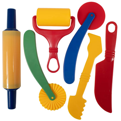 READY 2 LEARN Dough Tools - Set of 6 - Arts and Crafts for Kids - Sculpting Tools to Roll, Cut, Mold and Flatten - Art Supplies for Pottery and Dough
