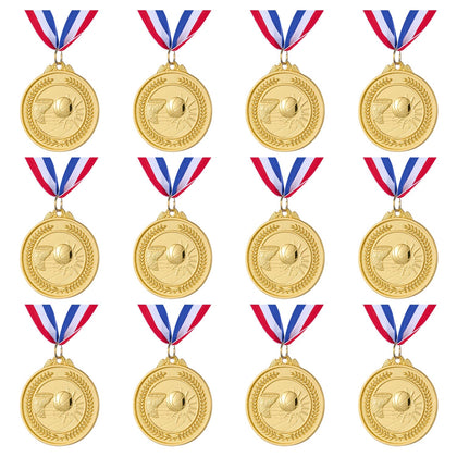 Abaokai 12 Pieces Gold Award Medals for Kids Sports Basketball Games, Party Favors, 2 Inches