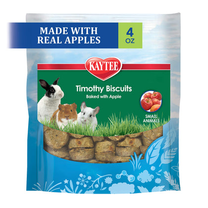 Kaytee Timothy Biscuits Baked Treat for Pet Guinea Pigs, Rabbits & Other Small Animals, Apple, 4 oz