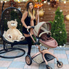 Hot Mom Baby Stroller: Baby Carriage with Adjustable Seat Height Angle and Four-Wheel Shock Absorption,Reversible?High Landscape and Fashional Pram (Grid)