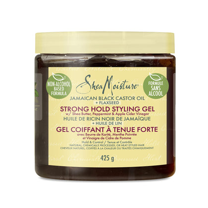 SheaMoisture Styling Strong Hold Styling Gel for Natural, Chemically Processed or Heat Styled Hair Jamaican Black Castor Oil and Flaxseed Paraben-Free Anti-Frizz Hair Gel 15 oz
