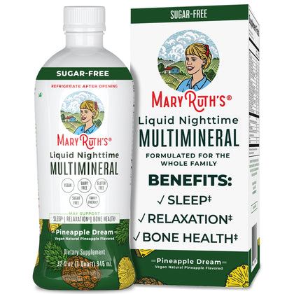 MaryRuth Organics Nighttime Liquid Multimineral Sleep Supplement, Sugar Free, Calm Magnesium Citrate Sleep, NO Melatonin, Calcium Magnesium Zinc, 4 Flavors Available, Vegan, Gluten Free, 32 Servings
