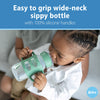 Dr. Brown's Milestones Wide-Neck Sippy Bottle with 100% Silicone Handles, Easy-Grip Bottle with Soft Sippy Spout, 9oz/270mL, BPA Free, Green & Gray, 2 Pack, 6m+