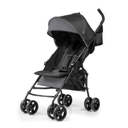 Summer Infant, 3D Mini Convenience Stroller - Lightweight Stroller with Compact Fold MultiPosition Recline Canopy with Pop Out Sun Visor and More - Umbrella Stroller for Travel and More, Gray