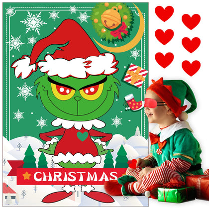 EMPOF Christmas Games - Pin The Heart Christmas Crafts Games for Kids Families Party, Indoor Christmas Decorations Home Decor, Christmas Kids Activities Party Favors Gifts Ornaments