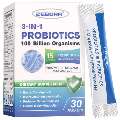 Probiotics for Women & Men - 100 Billion Plus Digestive Enzymes & Prebiotics, Highest Potency 3-in-1 Complete Probiotics for Digestive Health, Weight Management, Immune Support