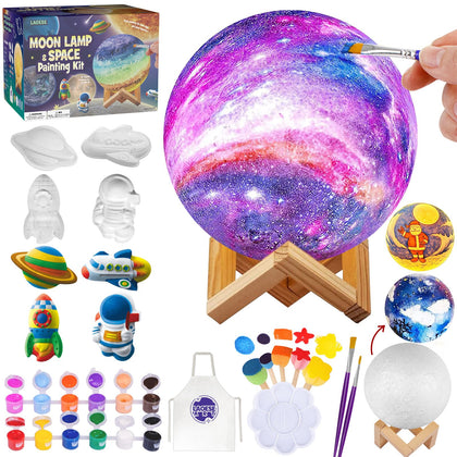 Paint Your Own Moon Lamp Kit, Christmas Gifts DIY Space Moon Night Light, Art Supplies Arts & Crafts Kit, Arts and Crafts for Kids Ages 8-12, Toys Girls Boy Birthday Gift Ages 3 4 5 6 7 8 9 10 11 12+