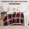 L'AGRATY Sherpa Throw Blanket - Fleece Fluffy Warm Blanket for Couch - 50''x60'' Double Reversible Thick Plush Blanket for Bed - Fuzzy Throw Plaid Checkerboard Blanket for Sofa (Red - Black)