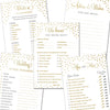 Bridal Shower Games - 5 Activities for 25 Guests - Double Sided Games - Gold Polka Dots