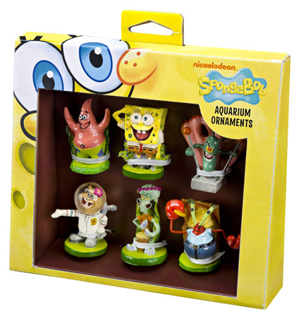 Penn-Plax Officially Licensed Spongebob 6 Piece Mini Aquarium Ornament Set - Great for Saltwater and Freshwater Tanks