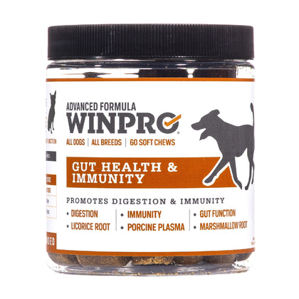 WINPRO Pet Gut Health Grain-Free Plasma-Powered Soft Chews, 60 Chews, Natural Blood Protein Supplements for Dogs Supporting Digestive Health and Immunity, Made in The USA