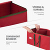 ZOBER Large Christmas Ornament Storage Box - Stores 128 Ornaments W/Dividers - Non-Woven, Durable Christmas Storage Containers - Dual Zipper - Red