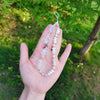 DLYFNVEV White Phone Charm Clear Quartz Evil Eye Pearl Beaded Phone Charms Strap Healing Crystal Cell Phone Accessories Charm Keychain Phone Chain Case Wrist Lanyard String Bracelet Strap Wristlet