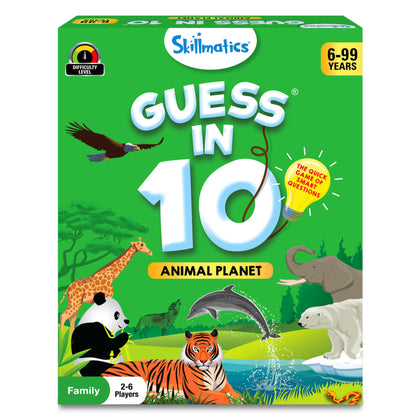 Skillmatics Card Game - Guess in 10 Animal Planet, Perfect for Boys, Girls, Kids, and Families Who Love Board Games Educational Toys, Travel Friendly, Stocking Stuffer, Gifts Ages 6, 7, 8, 9