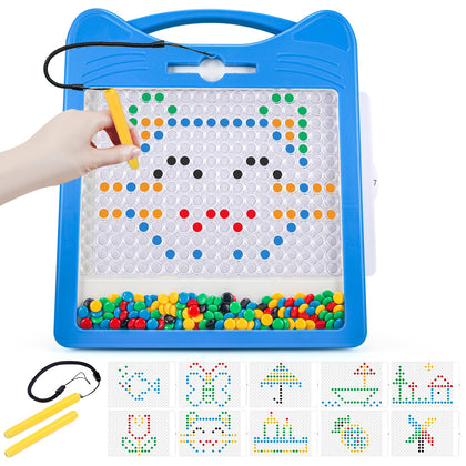 Svance Large Magnetic Drawing Board for Kids,Magnet Doodle with 2 Stylus Pen and Beads,Magnetic Dot Art Fine Motor Skills Toy,Travel Toys Activities Boys Girls (12.5''x12.5''),Large Blue Cat