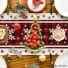 Artoid Mode Buffalo Plaid Snowflakes Christmas Table Runner, Seasonal Winter Kitchen Dining Table Decoration for Home Party Decor 13x72 Inch