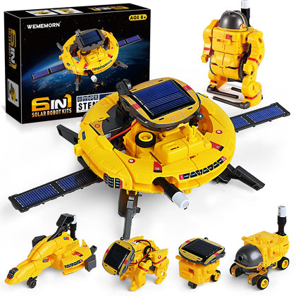 WEMEMORN STEM Projects for Kids Ages 8-12, 6-in-1 Solar Robot Space Toys for Boys Kids 12-16, 120Pcs Building Science Experiment Kit, Birthday Gifts for 8 9 10 11 12 13 14 Years Old Boys, Girls, Teens