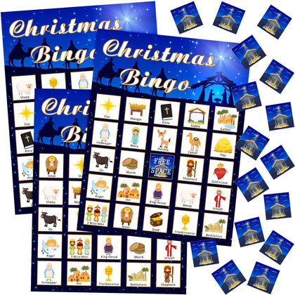 Religious Christmas Bingo Game for Christmas Nativity Bingo Cards Religious Party Game Xmas Party Decorations Supplies 24 Players