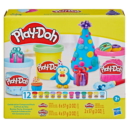 Play-Doh 12 Pack Celebration Compound, Includes Confetti & Metallic Shine, Assorted Colors, Kids Arts & Crafts Toys for 3 Year Olds & Up, Party Favors