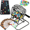 Queensell Deluxe Bingo Game Set - Metal Cage with Calling Board, Bingo Cards, 150 Bingo Chips, 75 Bingo Balls, Family Board Games for Kids and Adults, Juegos de Mesa