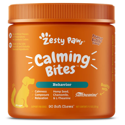 Zesty Paws Calming Chews for Dogs Composure & Relaxation for Everyday Stress & Separation Peanut Butter 90 Count