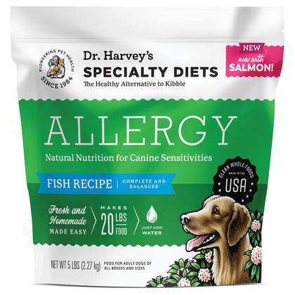 Dr. Harvey's Specialty Diet Allergy Salmon Recipe, Human Grade Dog Food for Dogs with Sensitivities and Allergies (5 Pounds)