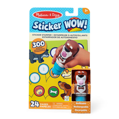 Melissa & Doug Sticker Wow! 24-Page Activity Pad and Sticker Stamper, 300 Stickers, Arts and Crafts Fidget Toy Collectible Character - Dog Creative Play for Girls and Boys 3+