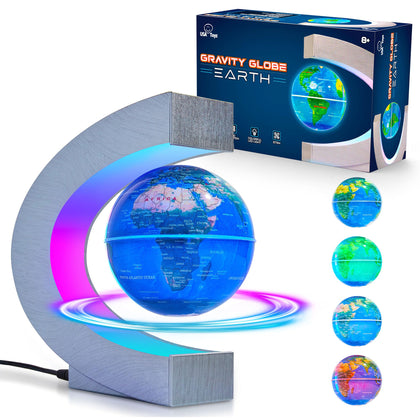 USA Toyz Gravity Globe Earth Ball and Stand- Magnetic Levitating Globe with Multicolor LED Lights, Floating Globe for Desk, Sturdy Levitation Globe Lamp Spinning Rotating Effects, World Globe Display