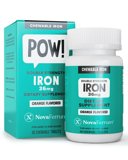 NovaFerrum Pow | Chewable Iron Supplement for Adults | Anemia | 36mg of Iron | 90 Servings | Sugar Free | Vegan | Gluten Free