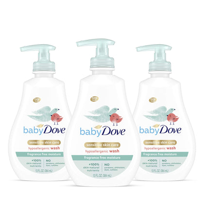 Baby Dove Tip to Toe Baby Body Wash For Baby's Sensitive Skin Sensitive Moisture Washes Away Bacteria, Fragrance-Free and Hypoallergenic Baby Soap, 13 Fl Oz (Pack of 3)