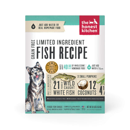 The Honest Kitchen Dehydrated Limited Ingredient Dog Food - Complete Meal or Dog Food Topper - Fish 10 lb (makes 40 lbs)