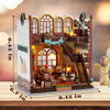 Miniature Wooden Dollhouse Kit - DIY Magic Book Store with Furniture, LEDs - Crafts Model Building Kit Gift