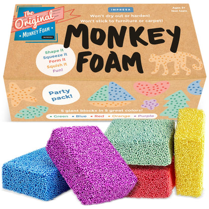 IMPRESA Monkey Foam from The Original Monkey Noodle - 5 Blocks - Squishy Sensory Toys for Kids with Unique Needs - Fosters Creativity/Focus - Fun and Stocking Stuffers for Toddlers (Ages 3+)