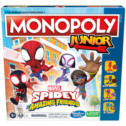 Hasbro Gaming Monopoly Junior: Marvel Spidey and His Amazing Friends Edition Board Game for Kids Ages 5+, with Artwork from The Animated Series, Kids Board Games