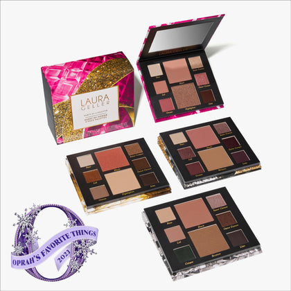 LAURA GELLER Oprah's Favorite Things 2023 Party Palette Gift Set - 4 Full Face Makeup Palettes with Eyeshadow, Highlighter, Blush - Travel Friendly