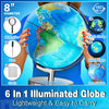 AR Illuminated World Globe for Kids Rewritable Colorful Easy-Read High Clear Map Globe, Illuminates Educational Interactive Globe STEM Toy, Light Up Globe Lamp, Night Light LED Decor