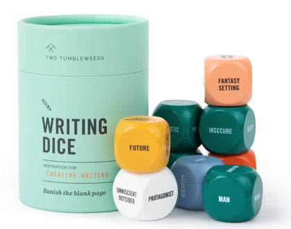 Two Tumbleweeds Writing Dice - Creative Writing Game for Adults, Writers & Teachers - Set of 9 Dice for Story Inspiration - Gifts for Writers - 1+ Players