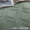 JELLYMONI Green Duvet Cover King Size - Microfiber Tufted Duvet Cover Set, Boho Textured Jacquard Rhombus Geometric Pattern Duvet Cover with Corner Ties & Zipper Closure