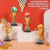 Calvana 48 Pcs Mini Trophies and Medals Awards - 24 Pack 3.5 Inch Gold Plastic Trophy Cup and 24 PCS Shiny Golden Winner Medals for Kids and Adults - Perfect for Party Favors Halloween and Decorations