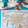 Tiny Expressions - Hanukkah Placemats for Kids (Pack of 12 Hanukkah Placemats) | Menorah Coloring Activity Place Mats for Kids Table | Disposable Bulk Bundle Set (12 Paper Placemats)