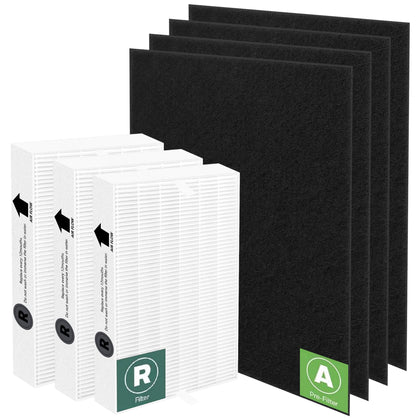 HPA300 HEPA Filter Replacement for Honeywell HPA300 Series Air Purifiers HPA300, HPA300VP, HPA304 HPA3300, Replace HRF-R3 (3 Ture HEPA R Replacement Filter + 4 Activated Carbon Pre-Filter)