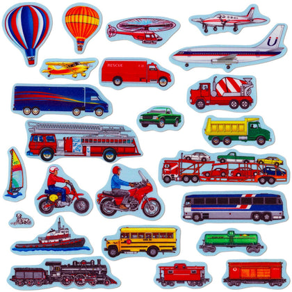 Little Folk Visuals Trains, Trucks, and Planes Felt Learning Toy Set, Precut Felt Board Figures for Kids and Toddlers, 24 Piece Add-On Set